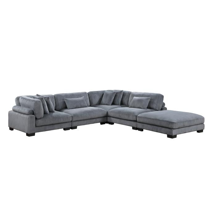 8555GY5OT - (5)5-Piece Modular Sectional with Ottoman - Furniture Now (CA)