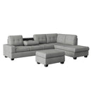 9507GRY3OT - (3)3-Piece Reversible Sectional with Drop-Down Cup Holders and Storage Ottoman - Furniture Now (CA)
