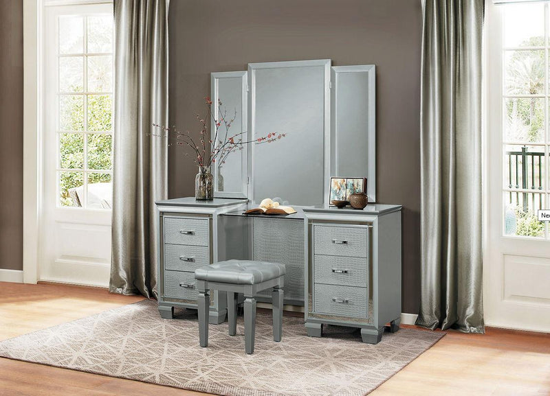 Allura Vanity Dresser with Mirror in Silver 1916-15 - Furniture Now (CA)