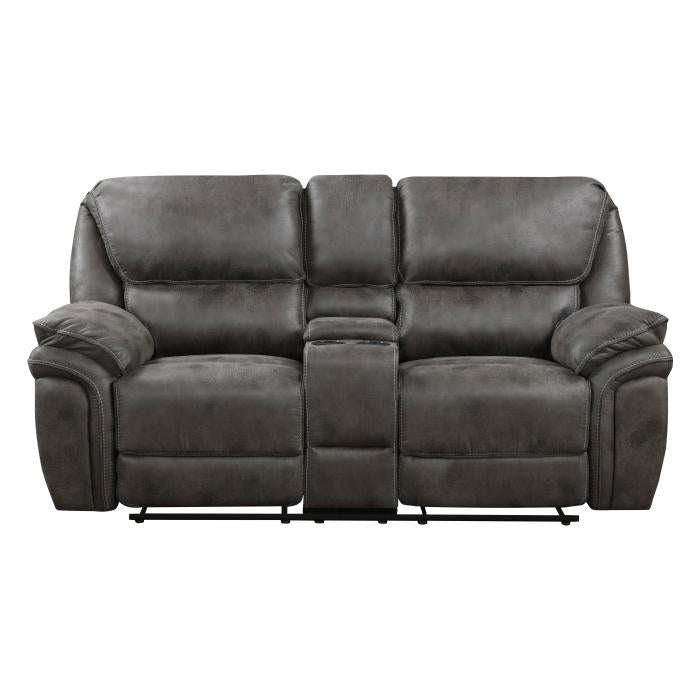 8517GRY-2 - Double Reclining Love Seat with Center Console - Furniture Now (CA)
