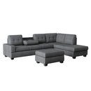 9507DGY3OT - (3)3-Piece Reversible Sectional with Drop-Down Cup Holders and Storage Ottoman - Furniture Now (CA)