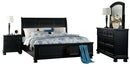 Laurelin Queen Sleigh Platform Storage Bed in Black 1714BK-1