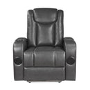 8522GRY-1PW - Power Reclining Chair with Wireless Charger, Cooling Cup-Holder, Storage Arms, Speakers, LED Light and USB port - Furniture Now (CA)