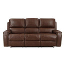 8549BRW-3 - Double Reclining Sofa with Center Drop-Down Cup Holders, Receptacles and USB Ports - Furniture Now (CA)
