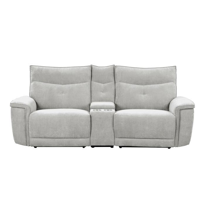 9509MGY-2CNPWH - (3)Power Double Reclining Love Seat with Center Console, Power Headrests and USB Ports - Furniture Now (CA)