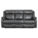 9990GY-3 - Double Lay Flat Reclining Sofa with Center Drop-Down Cup Holders - Furniture Now (CA)