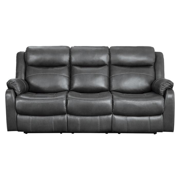 9990GY-3 - Double Lay Flat Reclining Sofa with Center Drop-Down Cup Holders - Furniture Now (CA)