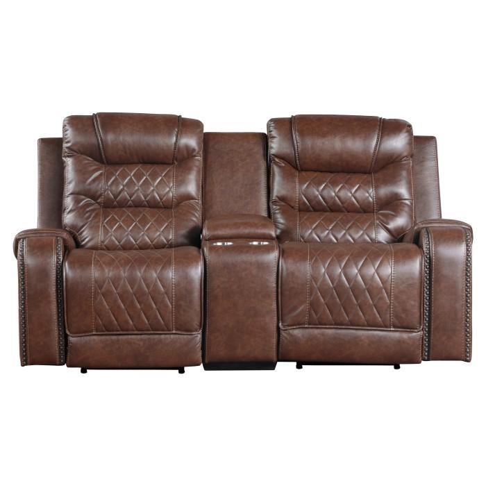 Putnam Power Double Reclining Loveseat in Brown 9405BR-2PW