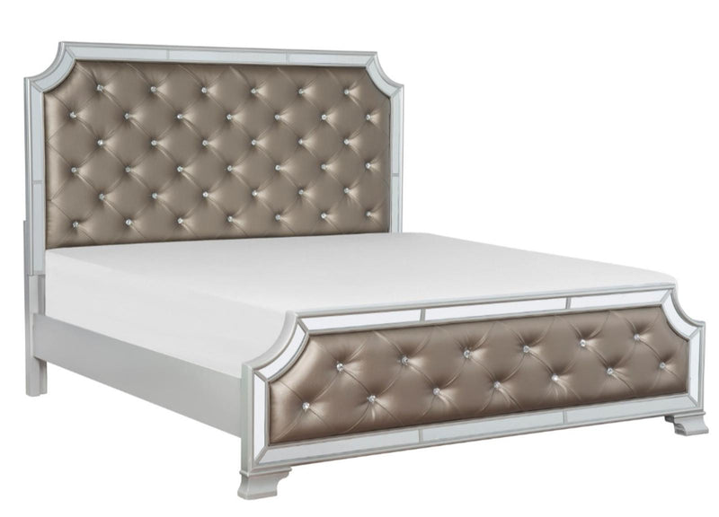 Avondale Queen Upholstered Panel Bed in Silver 1646-1 - Furniture Now (CA)