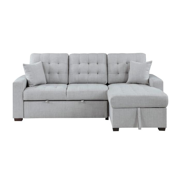 9916GY2LLRC - (2)2-Piece Sectional with Pull-out Bed and Right Chaise with Hidden Storage - Furniture Now (CA)
