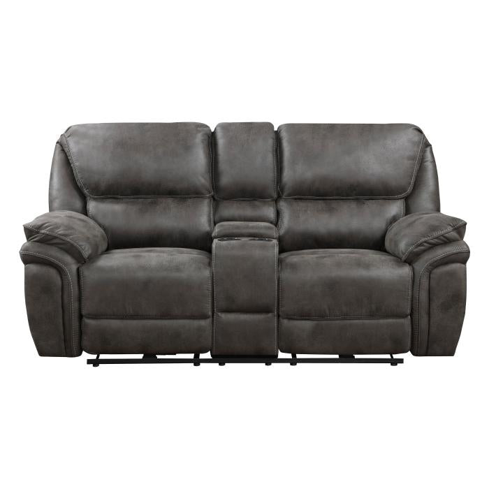 8517GRY-2PW - Power Double Reclining Love Seat with Center Console - Furniture Now (CA)