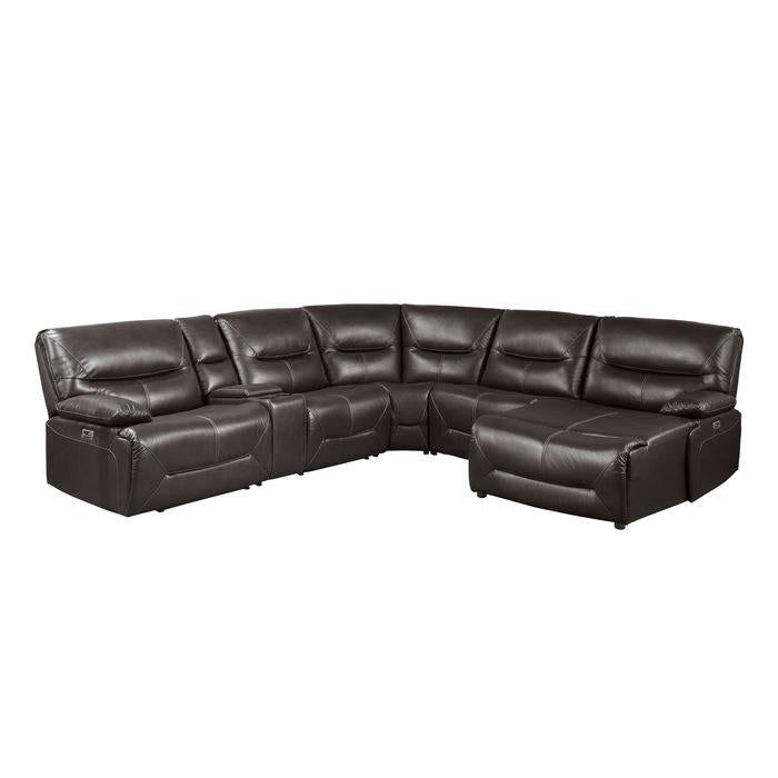 9579BRW6LRRCPW - (6)6-Piece Power Reclining Sectional with Right Chaise - Furniture Now (CA)