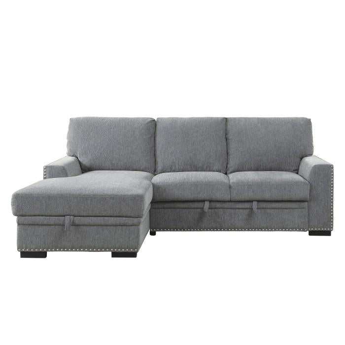 Morelia 2pc Sectional with Pull Out Bed and Left Chaise in Dark Gray 9468DG2LC2R