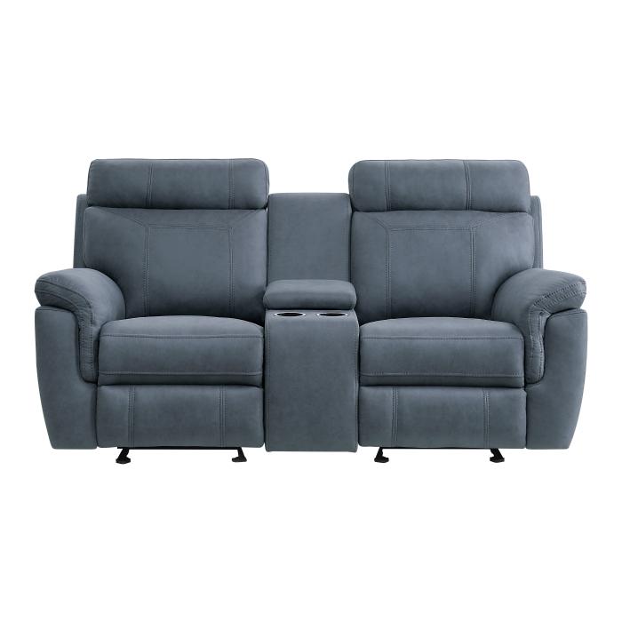 9301BUE-2 - Double Glider Reclining Love Seat with Center Console - Furniture Now (CA)