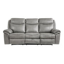 8206GRY-3 - Double Reclining Sofa with Center Drop-Down Cup Holders, Receptacles, Hidden Drawer and USB Ports - Furniture Now (CA)