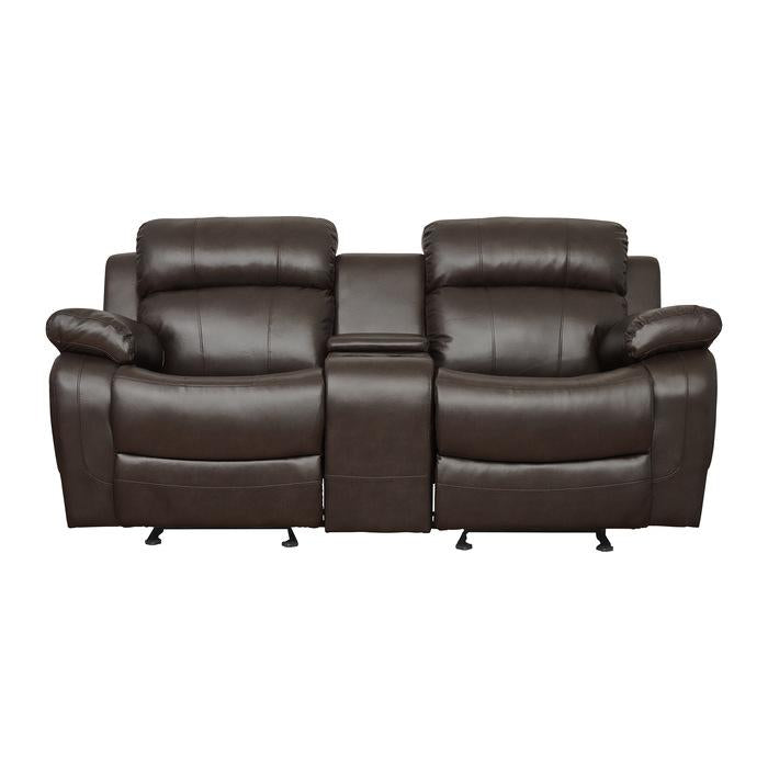 Marille Double Glider Reclining Loveseat with Center Console in Brown