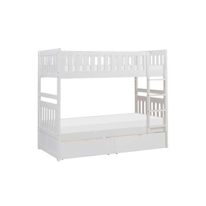 B2053W-1T - (4) Twin/Twin Bunk Bed with Storage Boxes - Furniture Now (CA)