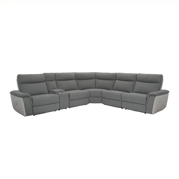 8259DG6SCPWH - (6)6-Piece Modular Power Reclining Sectional with Power Headrests - Furniture Now (CA)