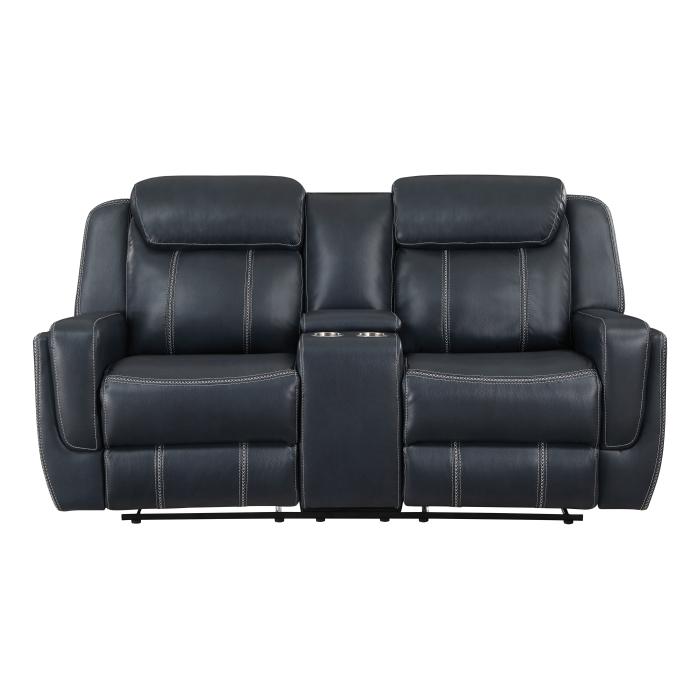 8516BU-2 - Double Reclining Love Seat with Center Console, Receptacles and USB Ports - Furniture Now (CA)