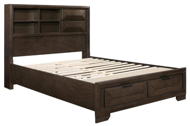 Chesky King Bookcase Bed with Footboard Storage in Warm Espresso 1753K-1EK - Furniture Now (CA)