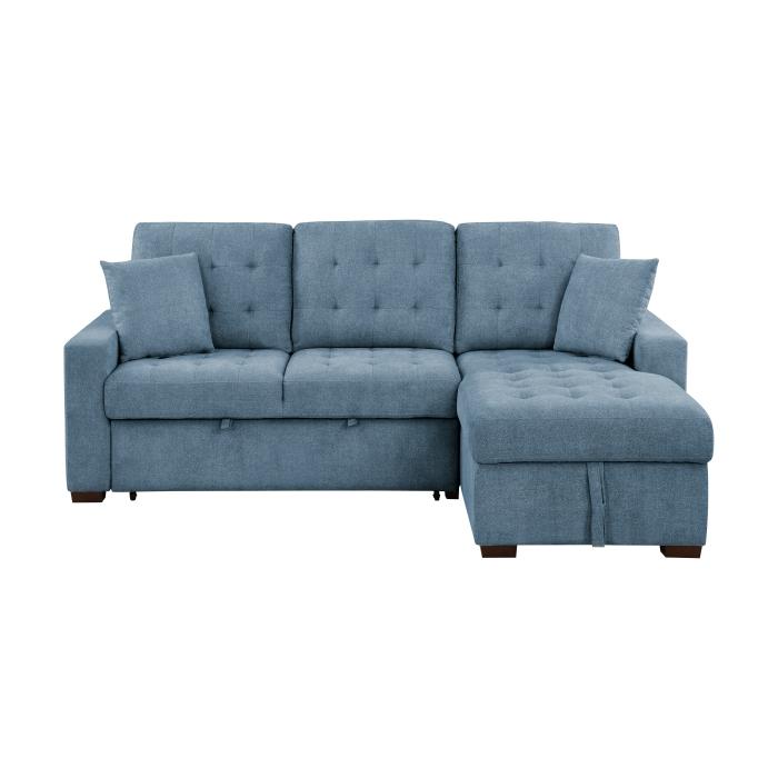 9816BU2LLRC - (2)2-Piece Sectional with Right Chaise, Pull-out Bed and Hidden Storage - Furniture Now (CA)