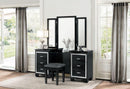 Allura Vanity Stool in Black 1916BK-14 - Furniture Now (CA)