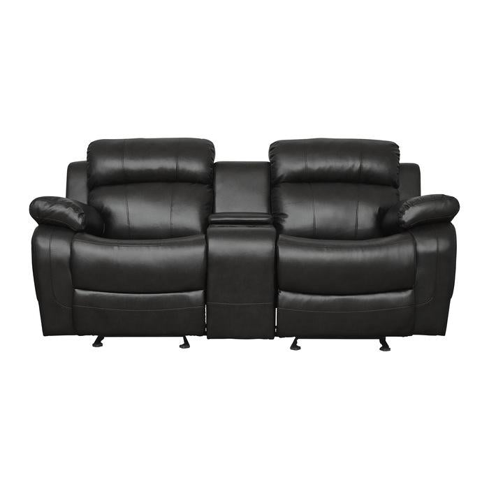 Marille Double Glider Reclining Loveseat with Center Console in Black