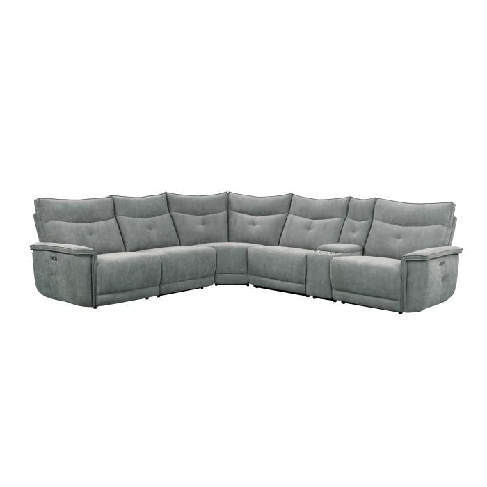 9509DG6LRRRPWH - (6)6-Piece Modular Power Reclining Sectional with Power Headrests and USB Ports - Furniture Now (CA)