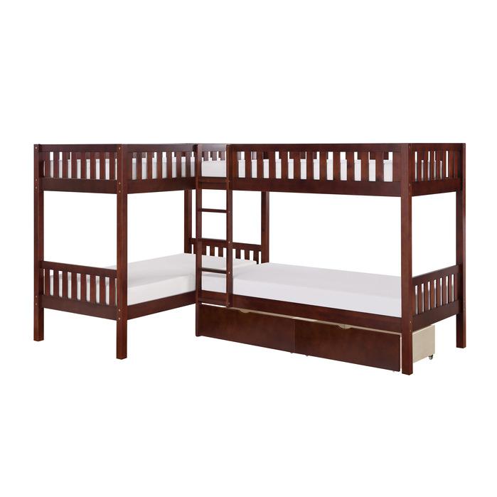 B2013CNDC-1T - (4) Corner Bunk Bed with Storage Boxes - Furniture Now (CA)