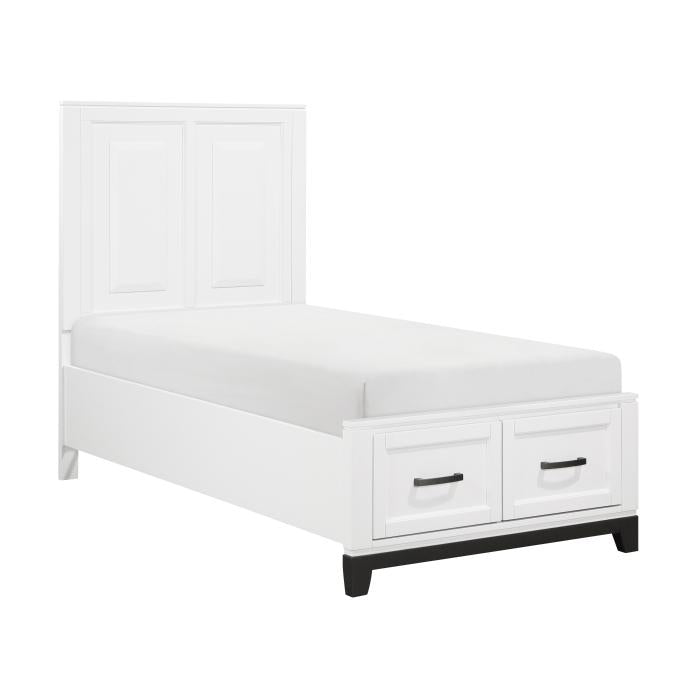1450WHT-1-Youth (3) Twin Platform Bed with Footboard Storage - Furniture Now (CA)