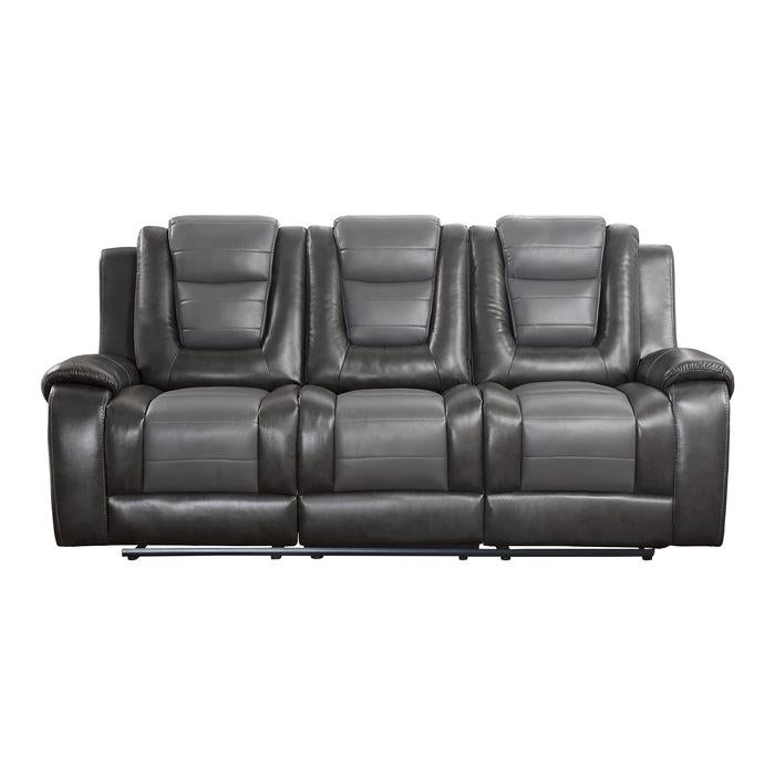 9470GY-3 - Double Reclining Sofa with Center Drop-Down Cup Holders - Furniture Now (CA)