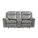 8206GRY-2 - Double Glider Reclining Love Seat with Center Console, Receptacles and USB Ports - Furniture Now (CA)