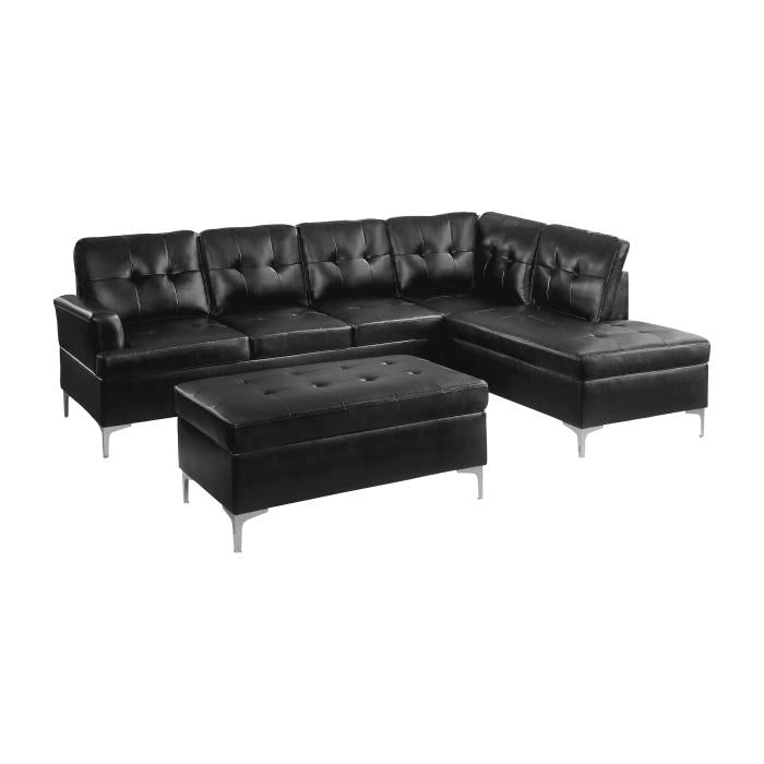 8378BLK3 - (3)3-Piece Sectional with Right Chaise and Ottoman - Furniture Now (CA)