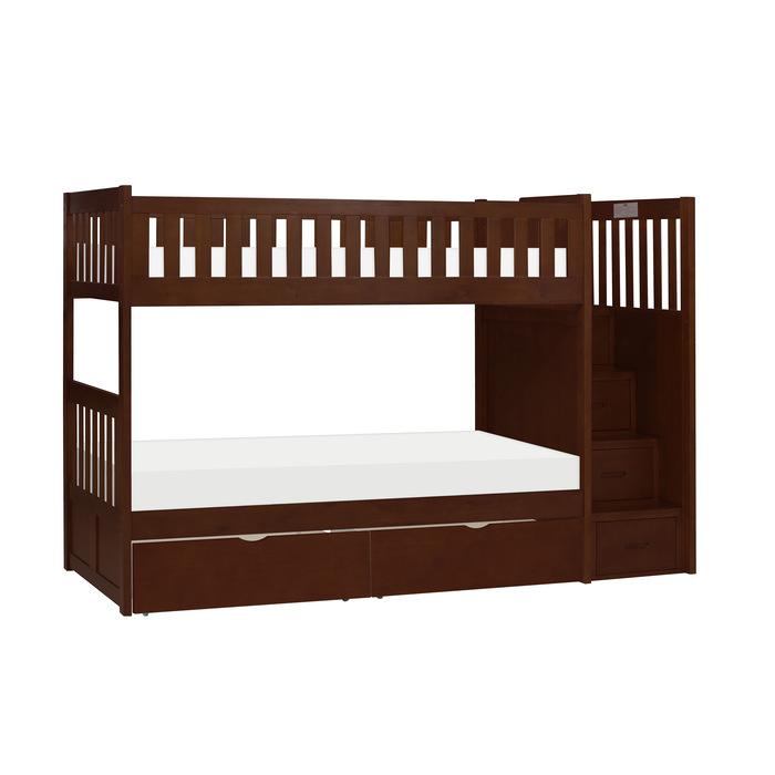 B2013SBDC-1T - (5) Twin/Twin Step Bunk Bed with Storage Boxes - Furniture Now (CA)