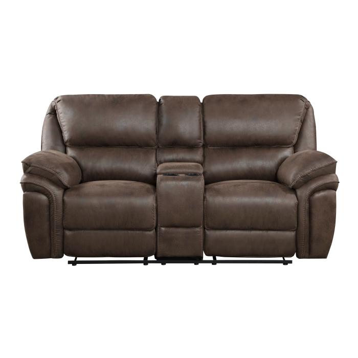 8517BRW-2 - Double Reclining Love Seat with Center Console - Furniture Now (CA)