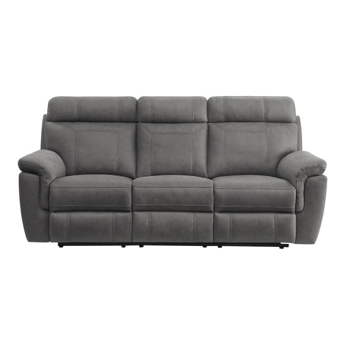 9301GRY-3 - Double Reclining Sofa with Center Drop-Down Cup Holders - Furniture Now (CA)