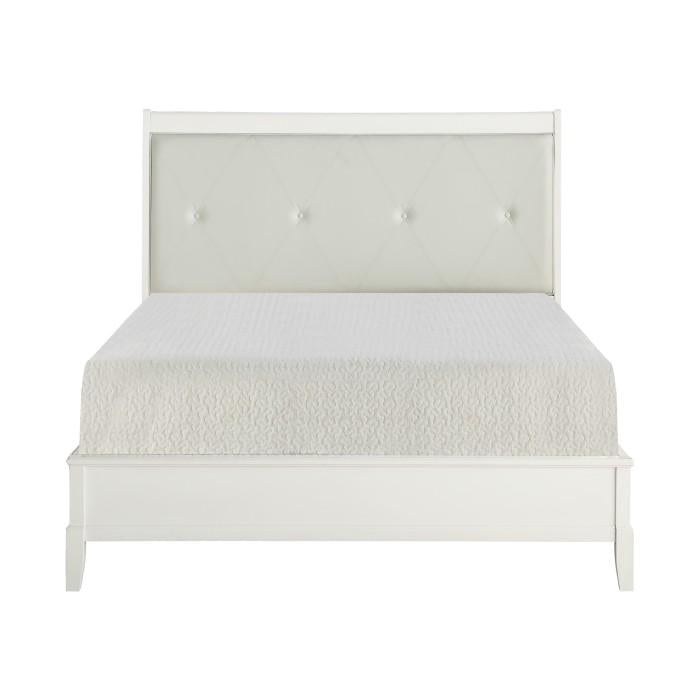 Cotterill King Upholstered Sleigh Bed in Antique White 1730KWW-1EK - Furniture Now (CA)