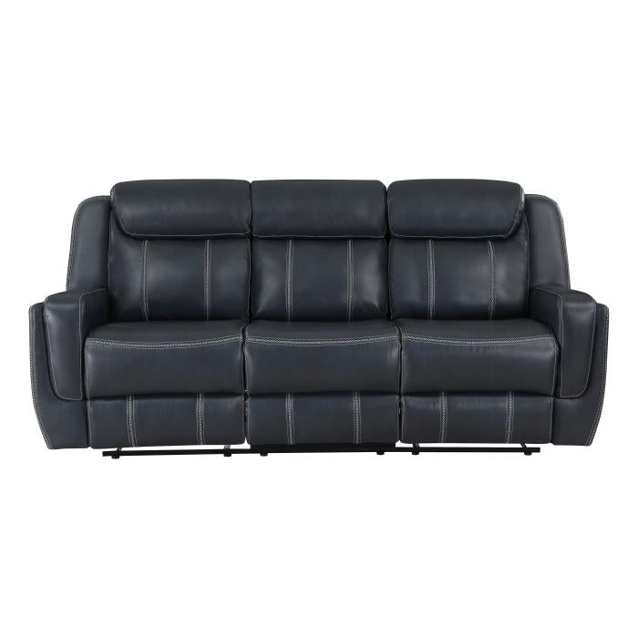 8516BU-3 - Double Reclining Sofa with Center Drop-Down Cup Holders, Magazine bag, Receptacles and USB Ports - Furniture Now (CA)