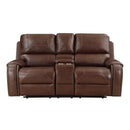 8549BRW-2 - Double Glider Reclining Love Seat with Center Console, Receptacles and USB Ports - Furniture Now (CA)