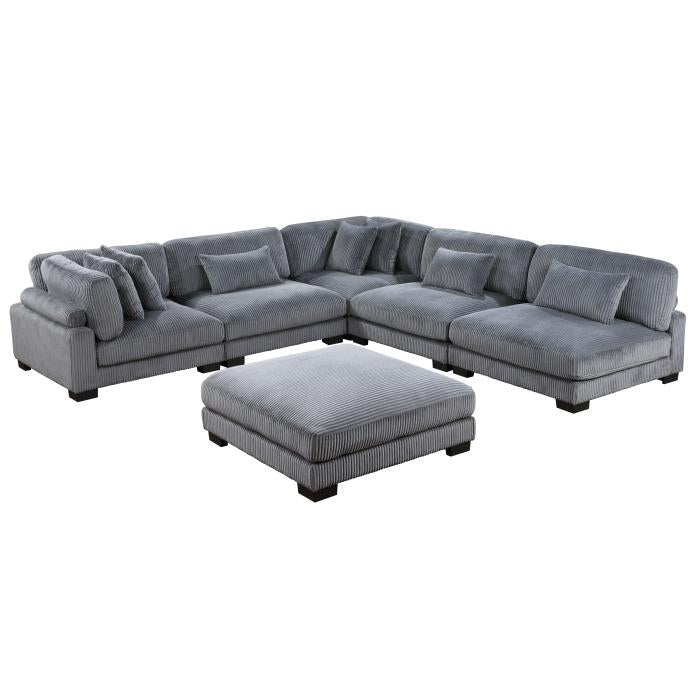 8555GY6OT - (6)6-Piece Modular Sectional with Ottoman - Furniture Now (CA)
