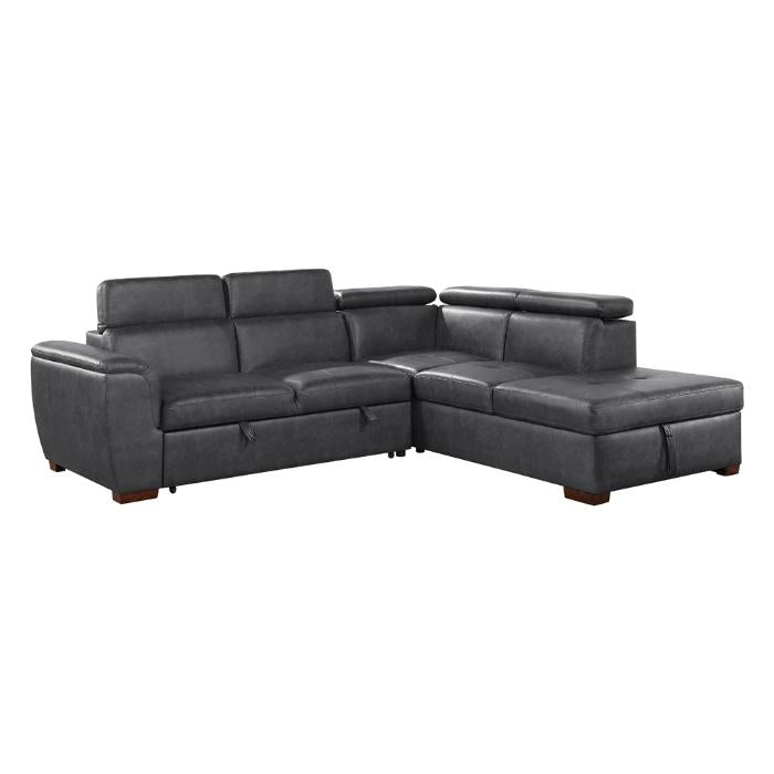 8567GYSC - (2)2-Piece Sectional with Pull-out Bed and Right Chaise with Hidden Storage, Adjustable Headrests - Furniture Now (CA)