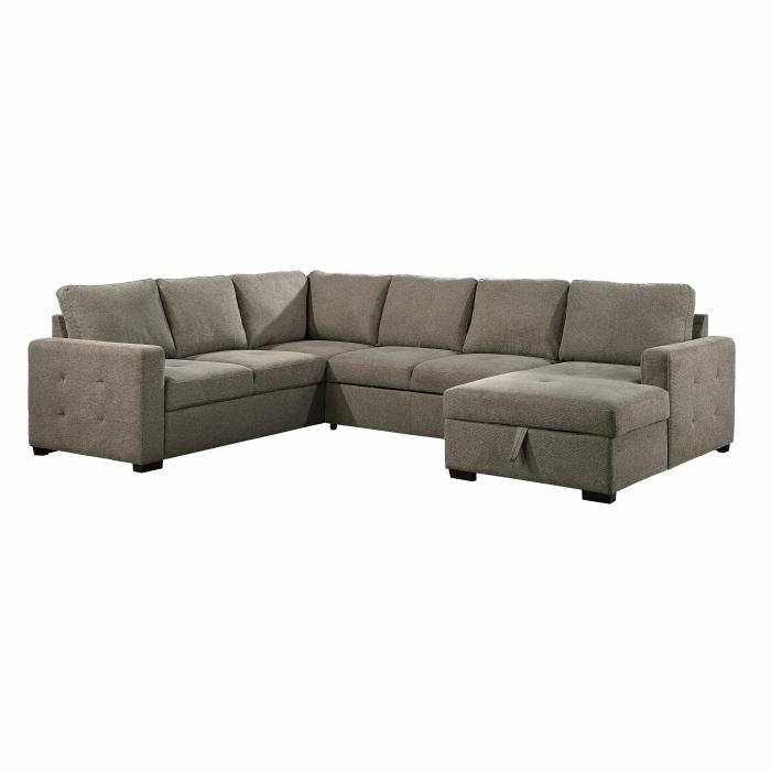 9206BR33LRC - (3/3)3-Piece Sectional with Pull-out Bed and Right Chaise with Hidden Storage - Furniture Now (CA)