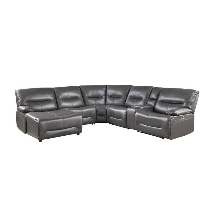 9579GRY6LCRRPW - (6)6-Piece Power Reclining Sectional with Left Chaise - Furniture Now (CA)