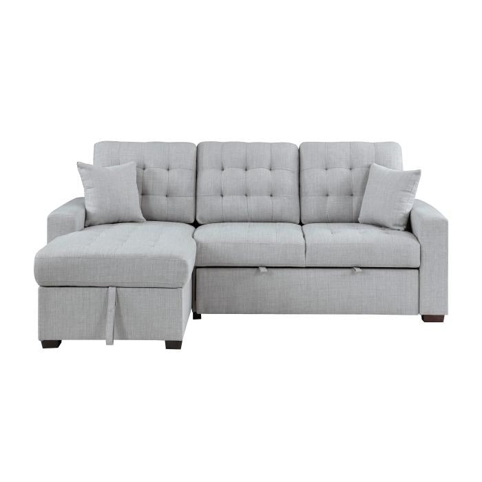 9916GY2LCRL - (2)2-Piece Sectional with Pull-out Bed and Left Chaise with Hidden Storage - Furniture Now (CA)