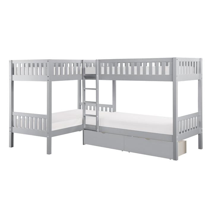 B2063CN-1T - (4) Corner Bunk Bed with Storage Boxes - Furniture Now (CA)