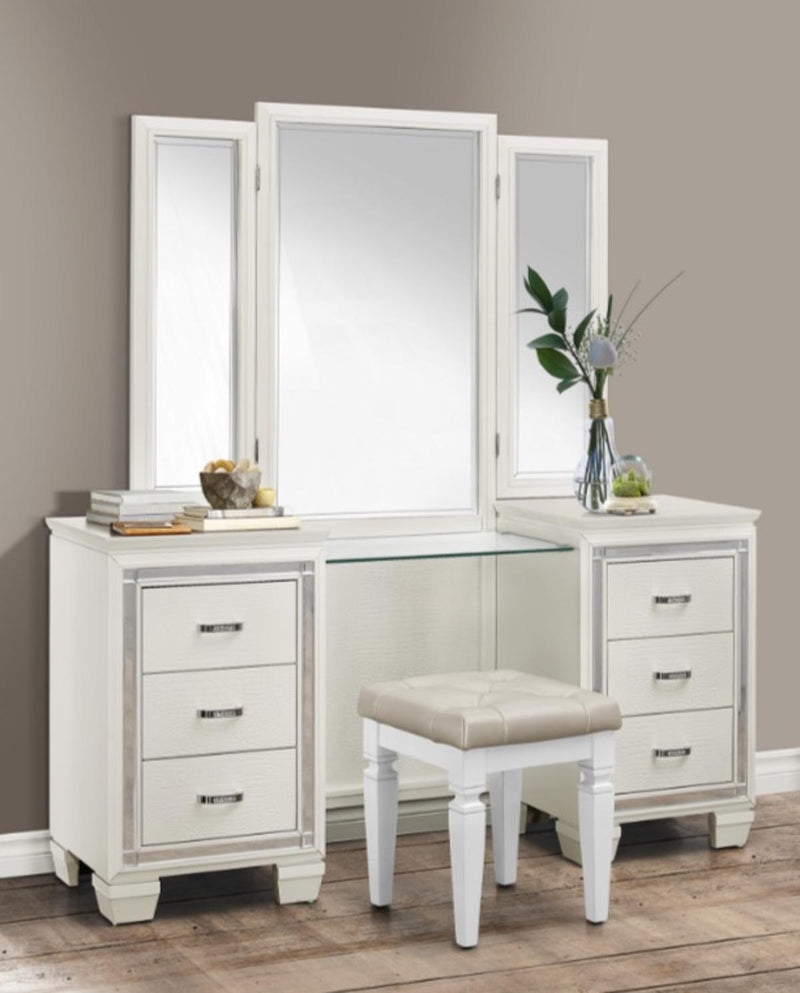 Allura Vanity Dresser with Mirror in White 1916W-15 - Furniture Now (CA)