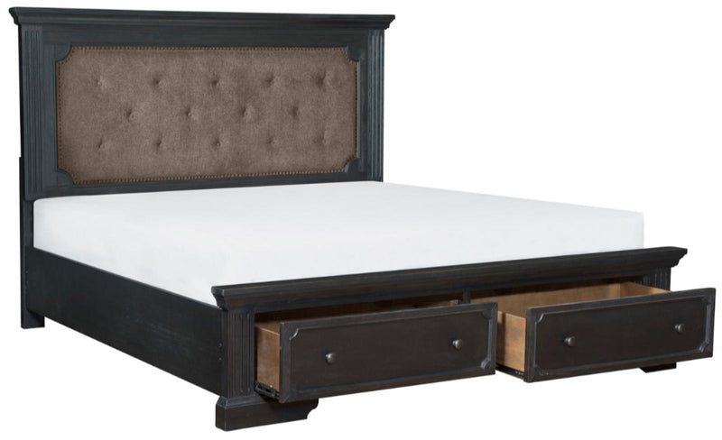 Bolingbrook King Upholstered Storage Platform Bed in Coffee 1647K-1EK - Furniture Now (CA)