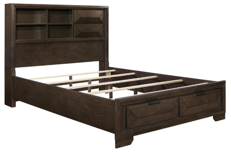 Chesky King Bookcase Bed with Footboard Storage in Warm Espresso 1753K-1EK - Furniture Now (CA)
