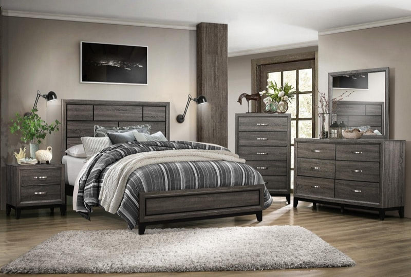 Davi Queen Panel Bed in Gray 1645-1 - Furniture Now (CA)