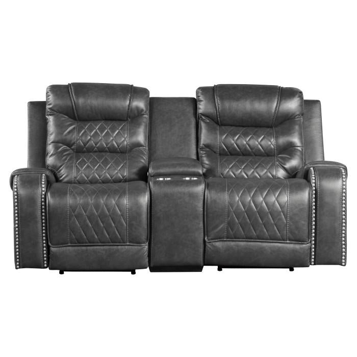 Putnam Power Double Reclining Loveseat in Gray 9405GY-2PW
